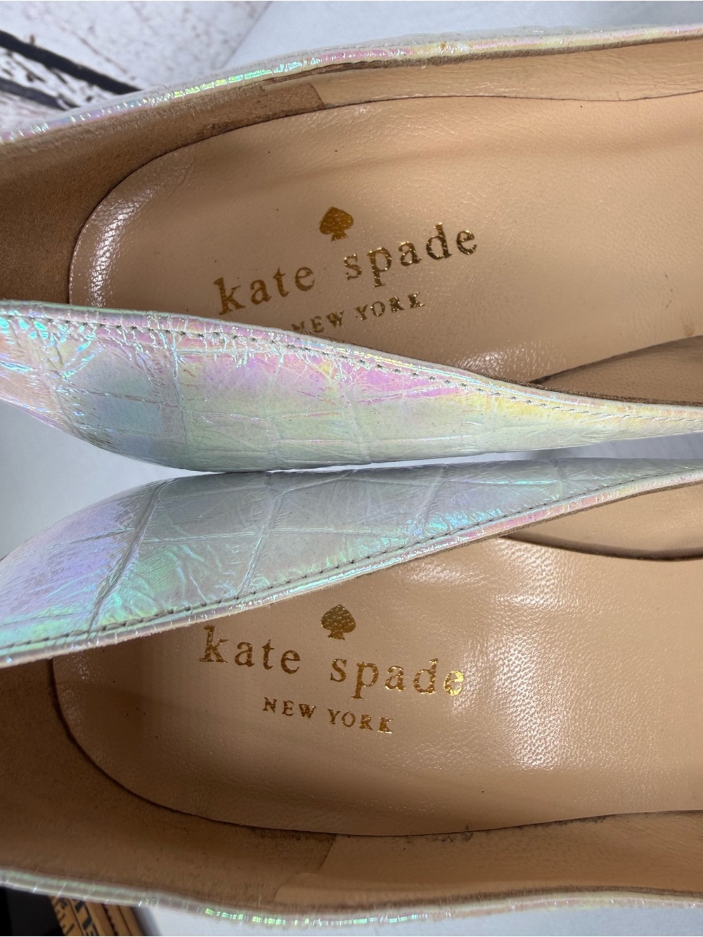 Kate Spade Iridescent Snake Skin Embossed Leather Pumps Heels Size 7 - Picture 6 of 13